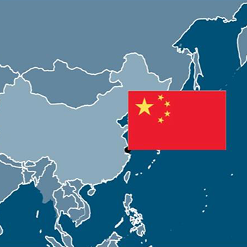 Map of china with china's flag