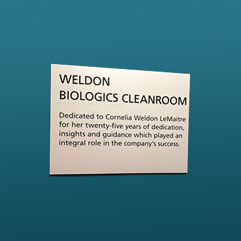Wall sign showing Weldon Cleanroom