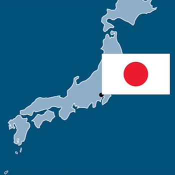 Map of Japan with Japanese Flag